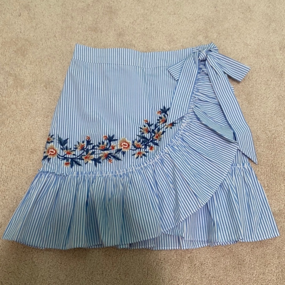 Nordstrom Tie Striped Floral Ruffle Skirt